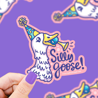 Silly Goose Party Clown Funny Animal Vinyl Sticker