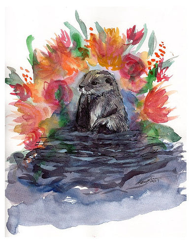 Fauna: Otter Watercolor Card