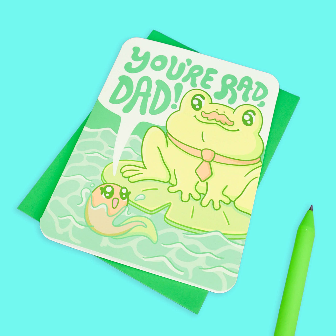 Rad Dad Frog, Dad Gift, Father's Day Card with Envelope