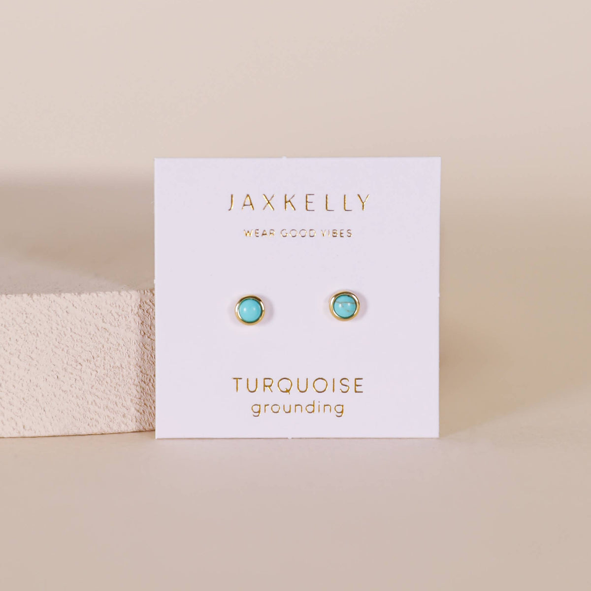 Simple Stud - Turquoise - Gold Earrings