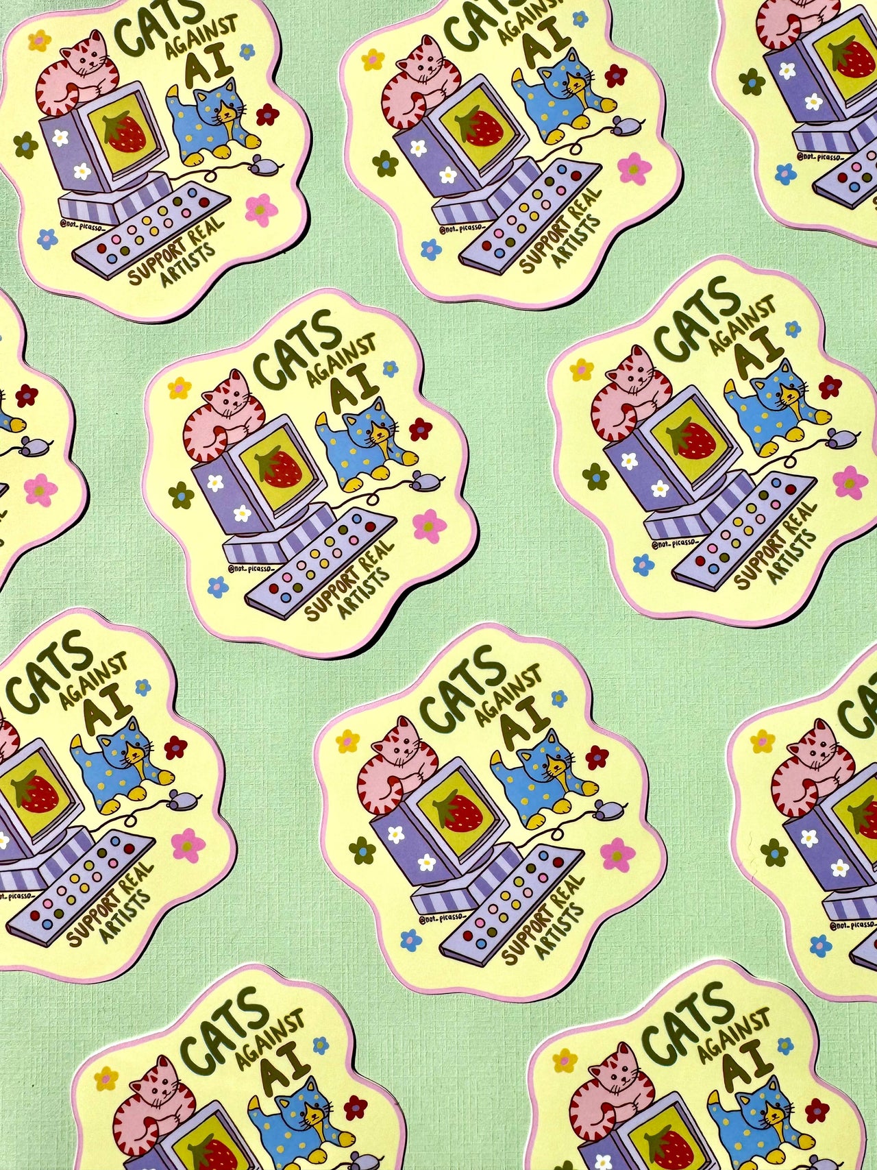 Cats Against AI Sticker 