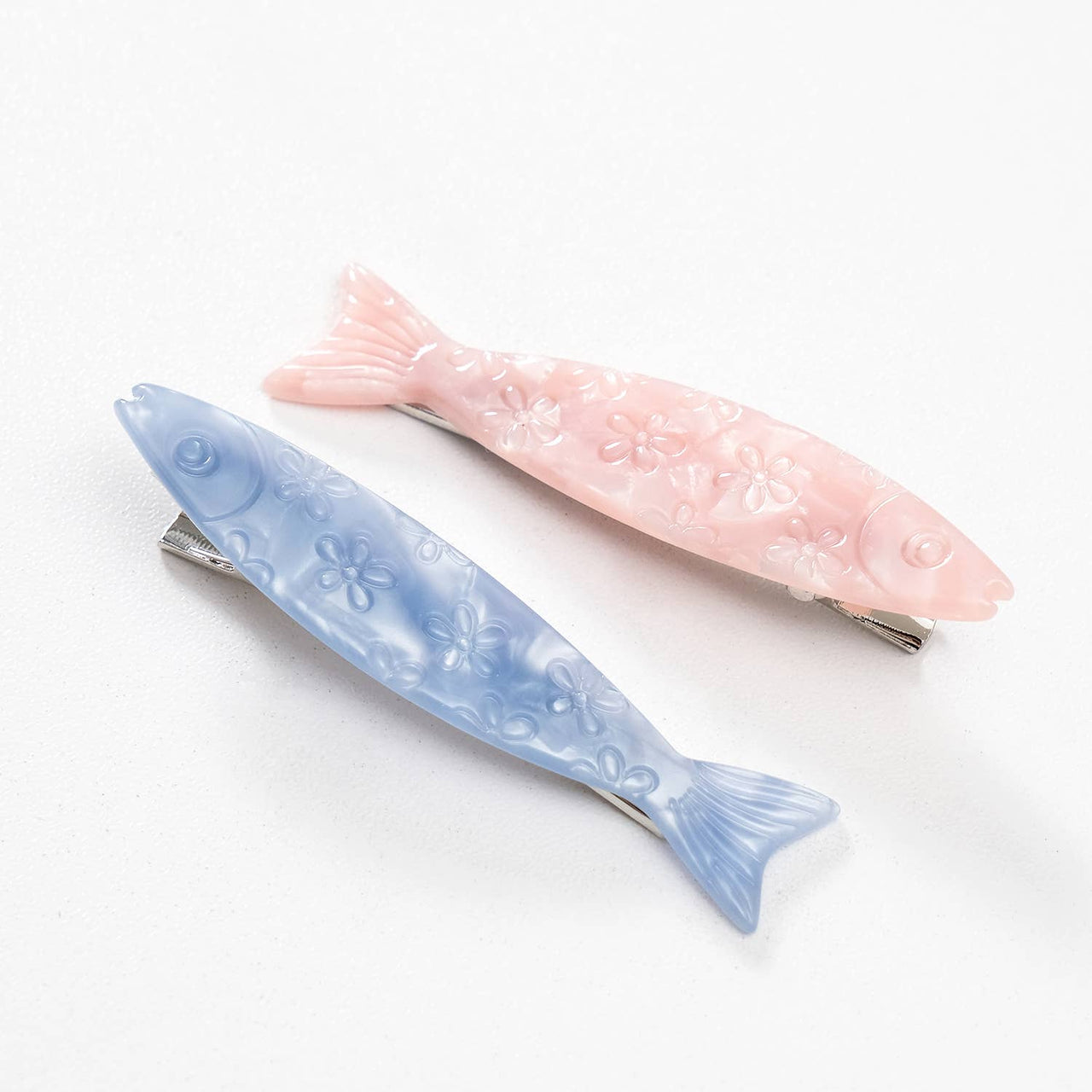 Saltwater Floral Sardine Fish Barrette Hair Clip - Small