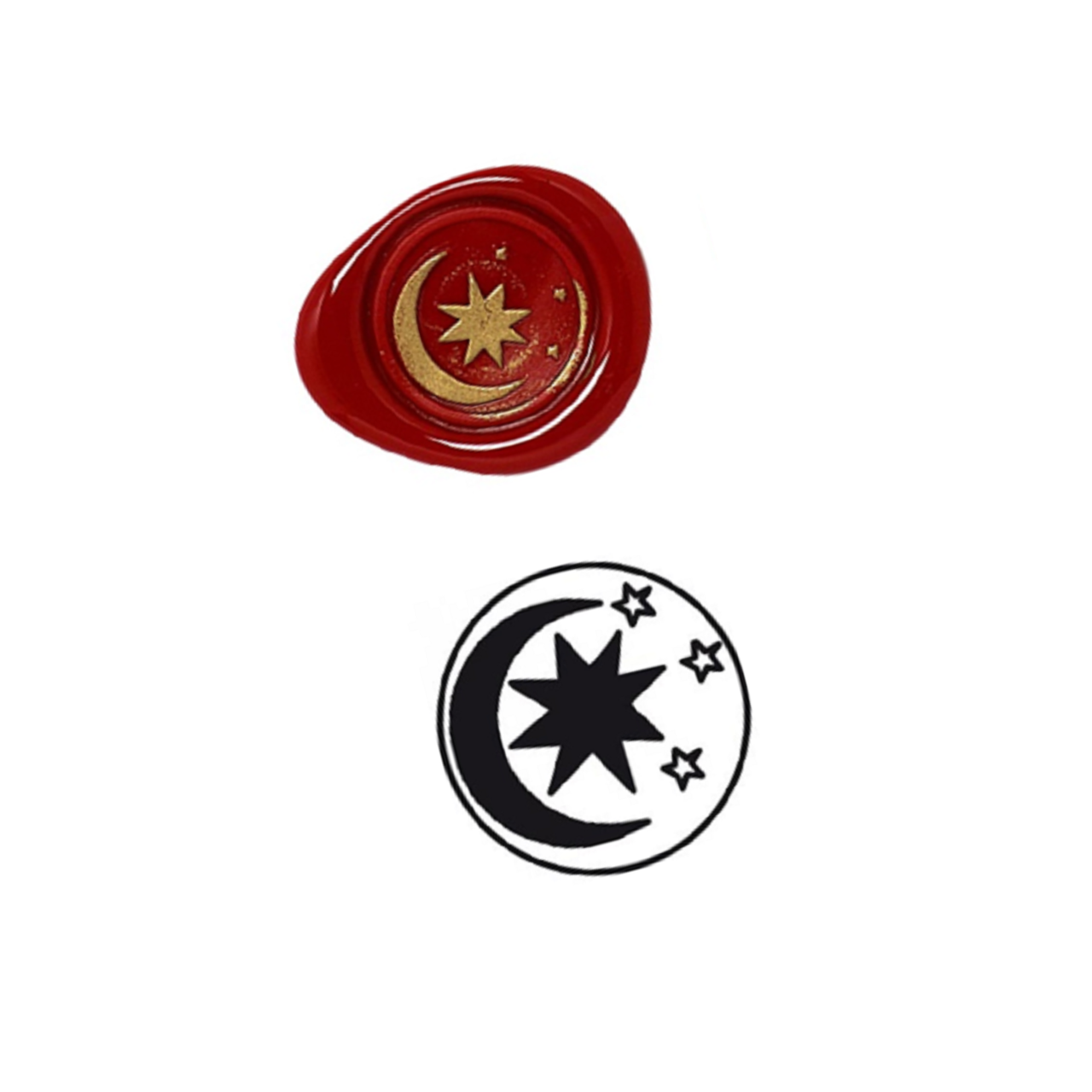 Jacques Herbin Brass Seals For Wax - Symbols: Moon & Stars