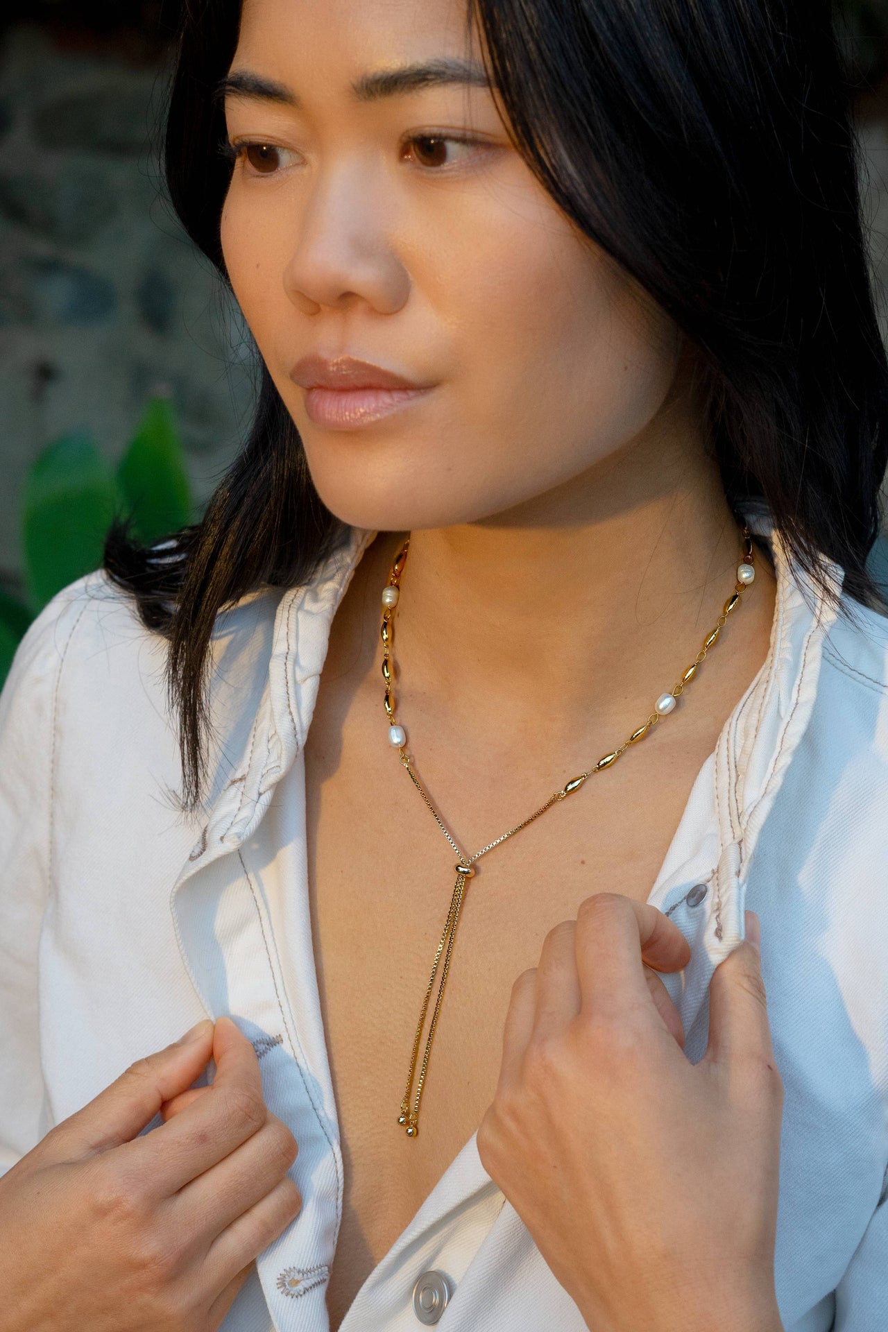 Bolo In One 24K Gold Plated + Pearl Necklace