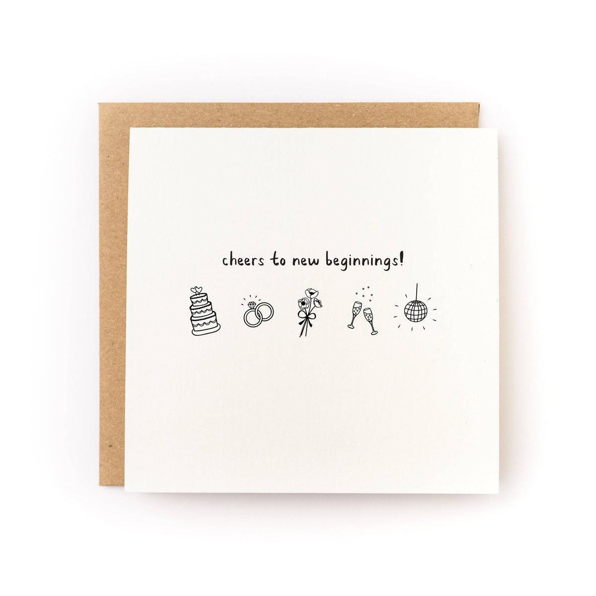 Cheers to New Beginnings Wedding Card - Letterpress Printed
