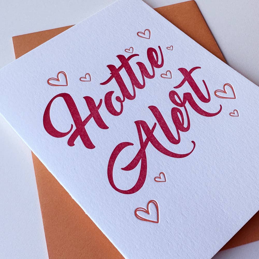 Hottie Alert - Letterpress Love Anniversary Valentine Card