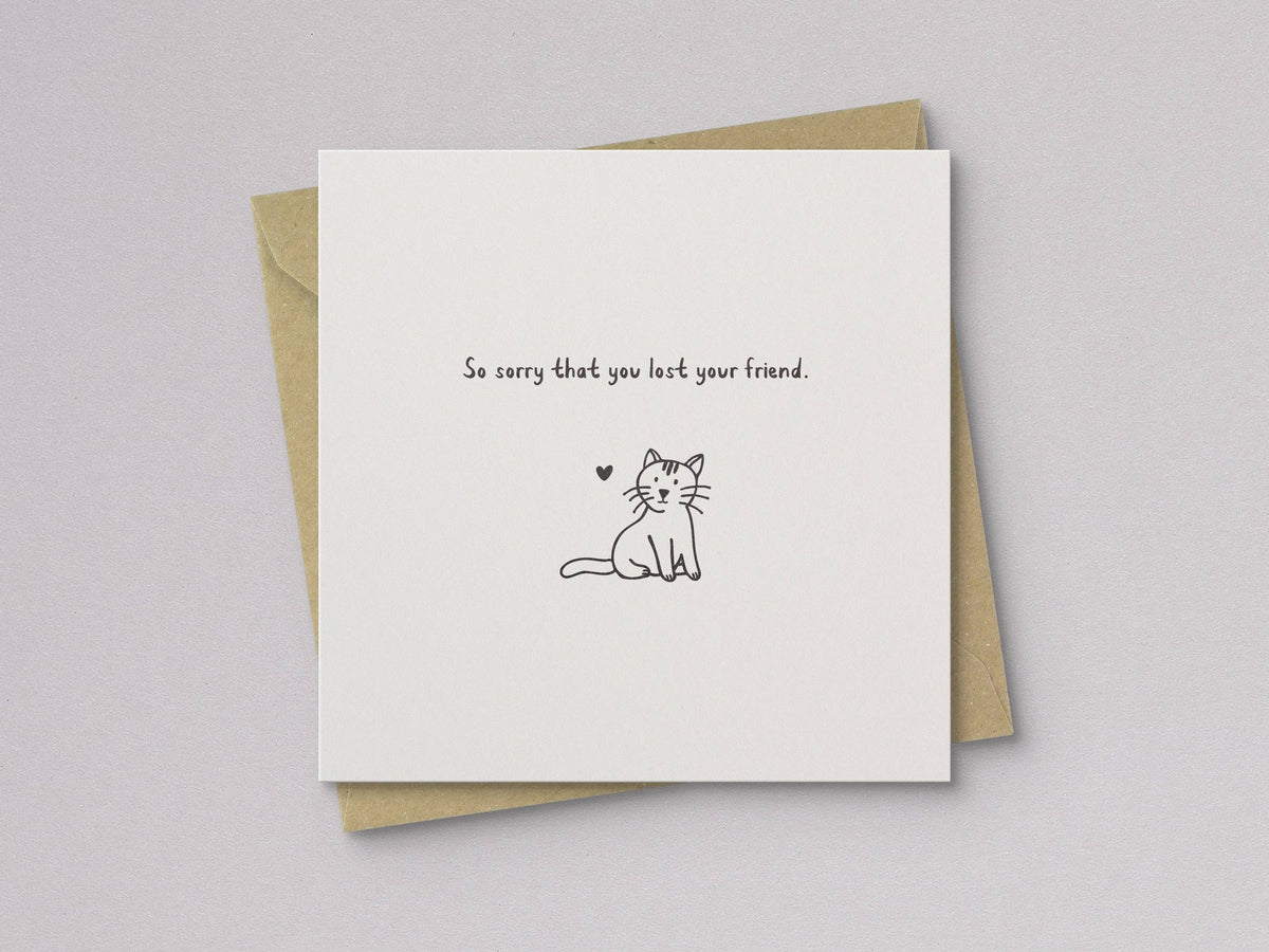 Lost Cat Friend Sympathy Card - Letterpress Printed