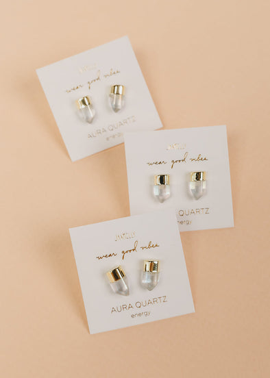 Gold Dip - Aura Quartz Earrings