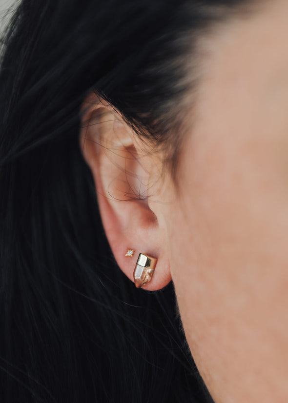 Gold Dip - Smoky Quartz Point Earrings