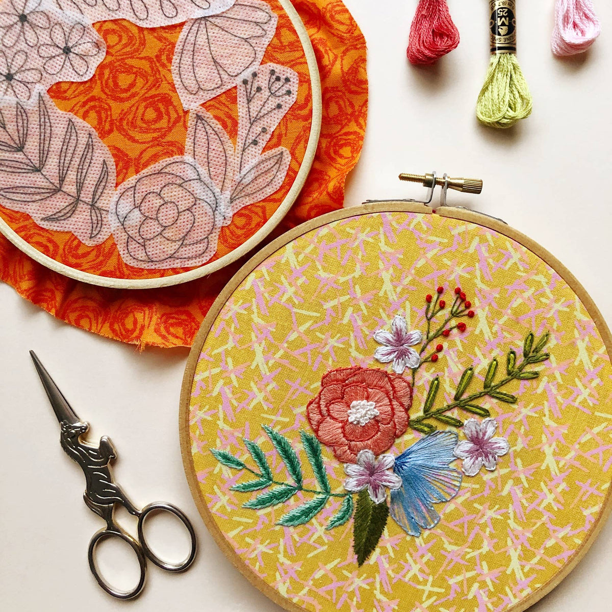 Florals Hand Embroidery - Peel Stick & Stitch Patterns