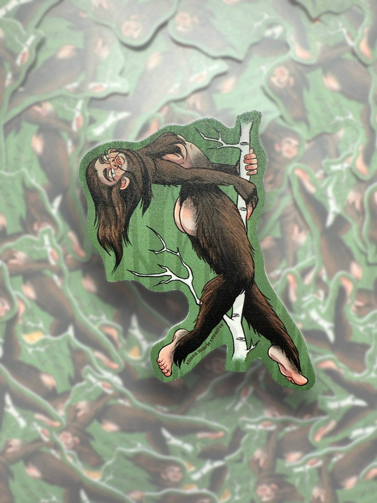 Sasquatch Pin-Up Sticker | cryptids | cheeky | pole dance