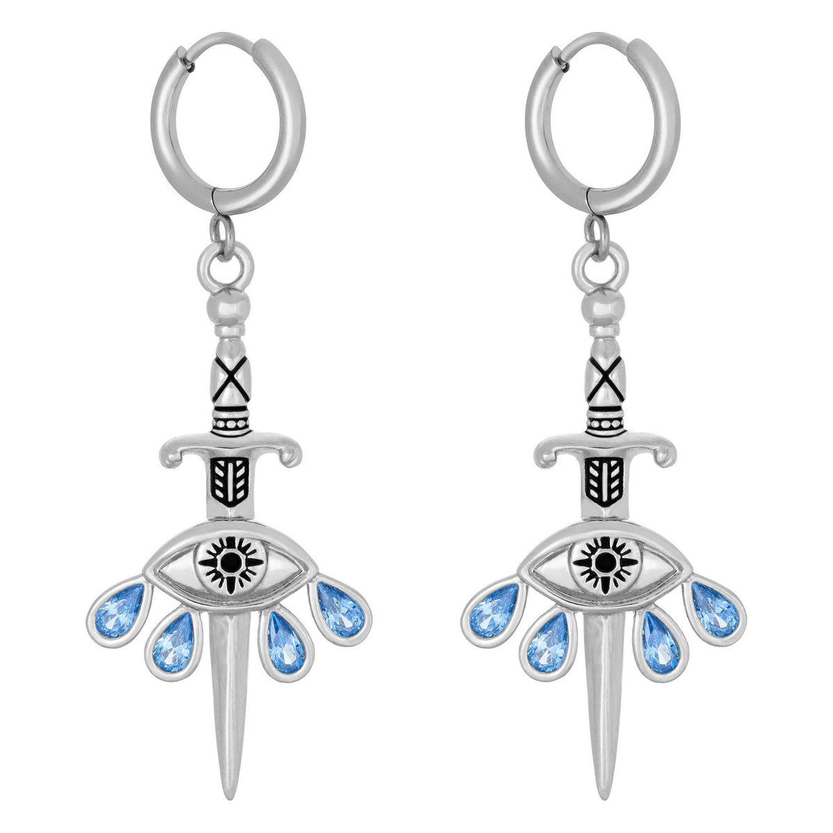 Weeping Blade Earrings: Rhodium Plated