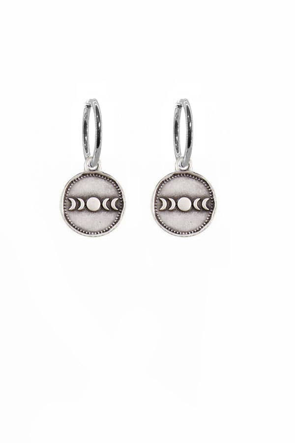 Moon Phases Silver Earrings