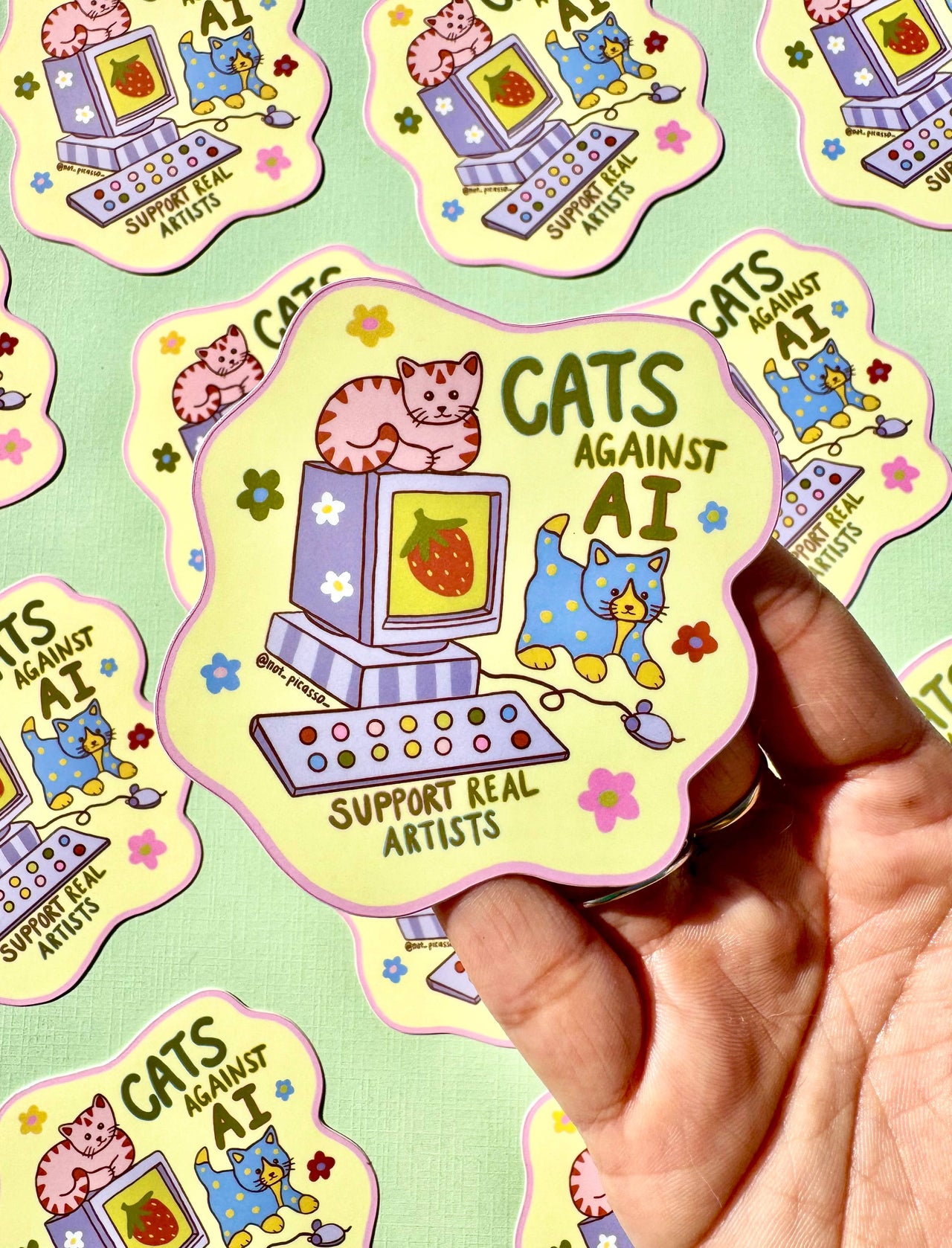 Cats Against AI Sticker 