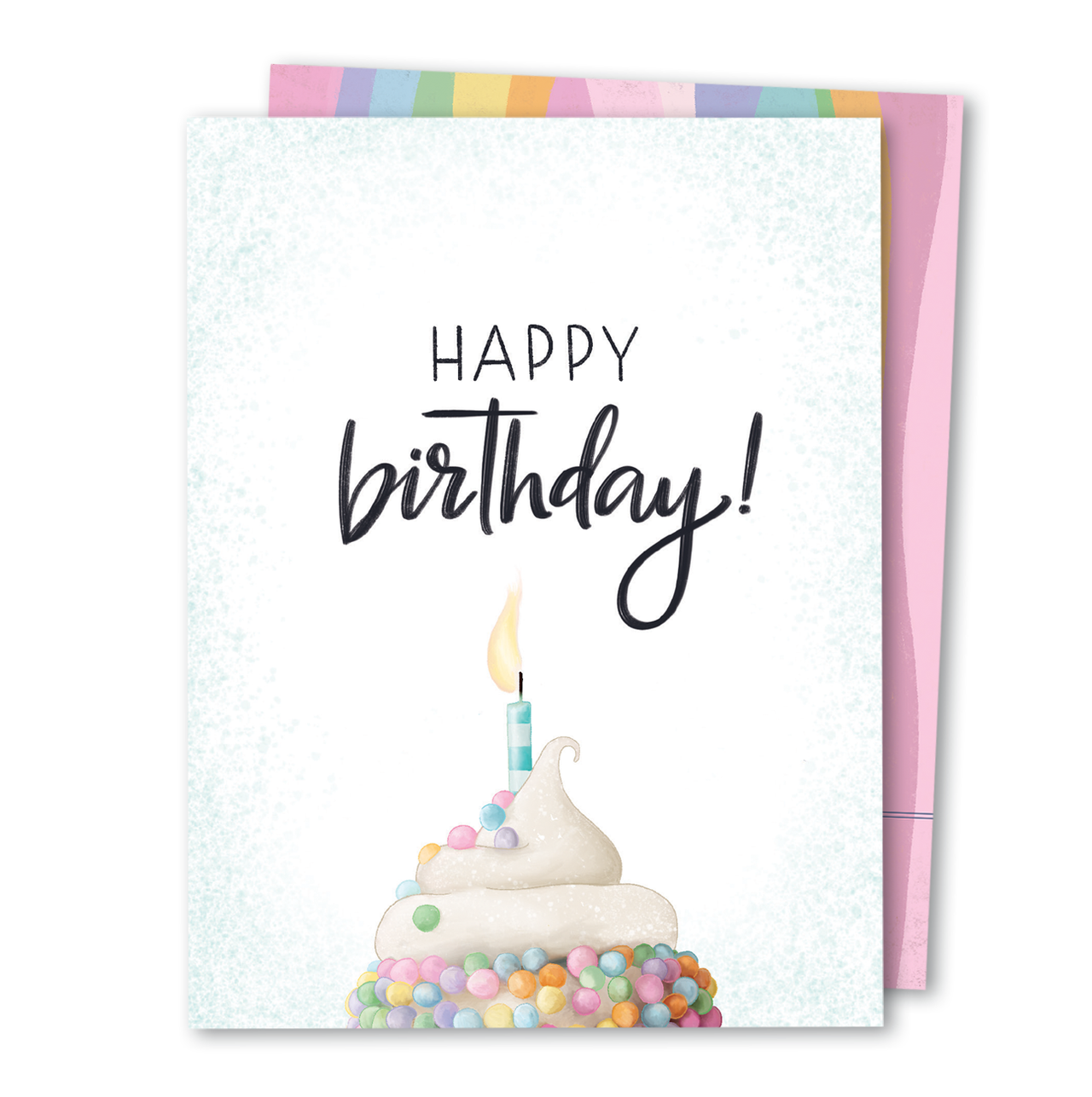 Happy Birthday Cupcake Cake Watercolor Card
