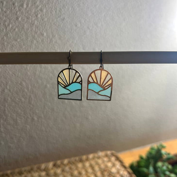 Mini Landscapes // Stained Glass Resin Earrings