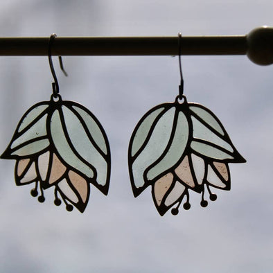 Lotus Bud // Stained Glass Resin Earrings