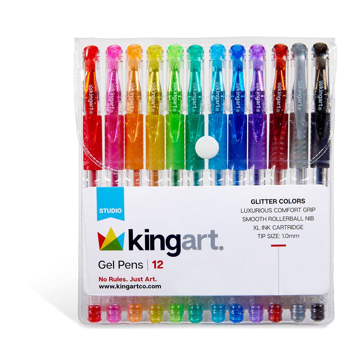 Gel Pens - Comfort Grip - 12 Glitter Colors