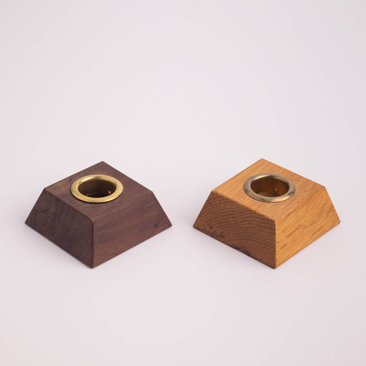 Square Wood Candle Holder: Oak