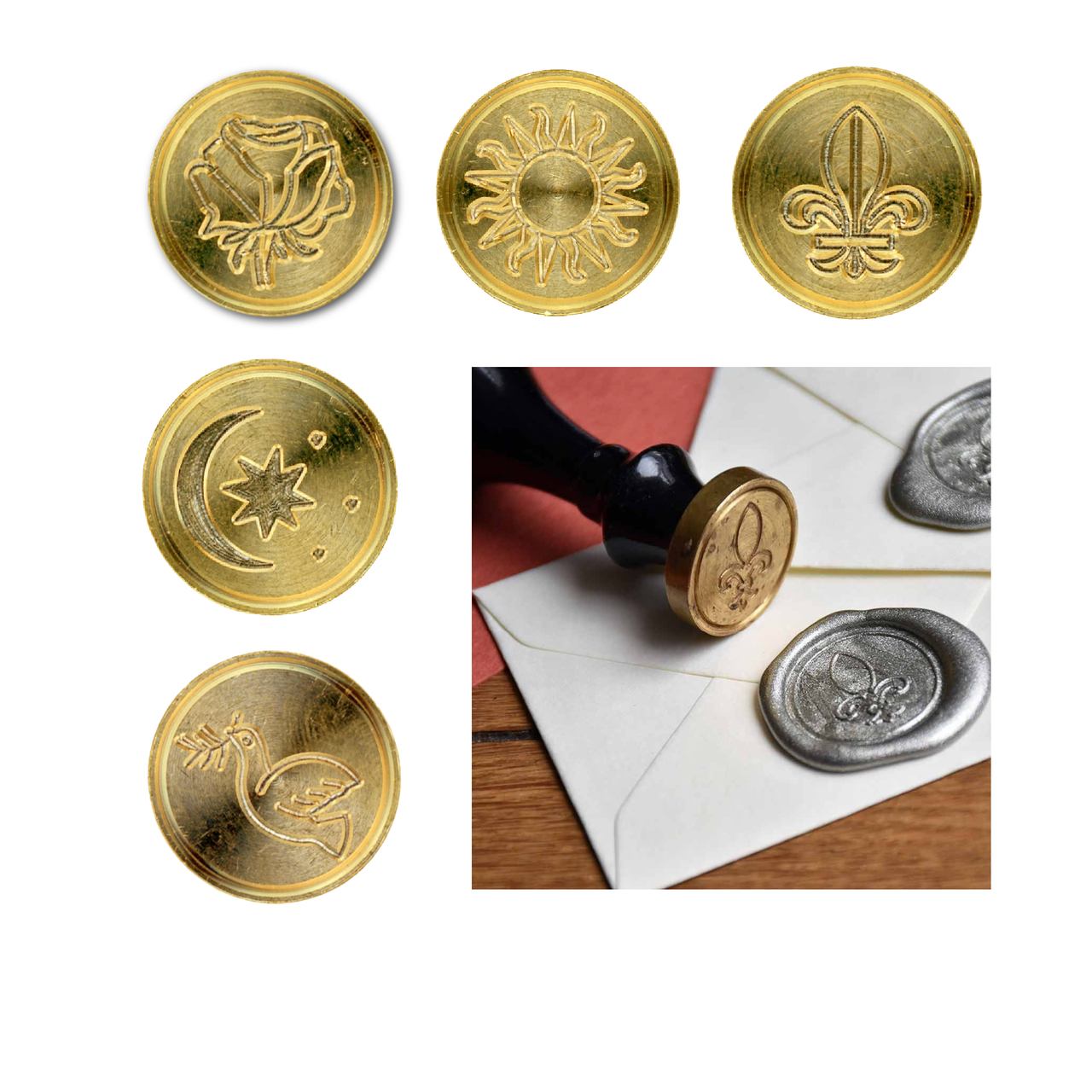 Jacques Herbin Brass Seals For Wax - Symbols: Moon & Stars