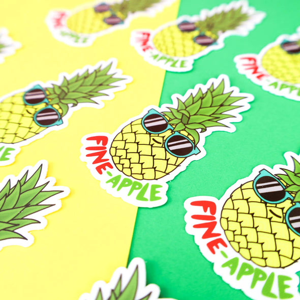 Fine-Apple Pineapple Fruit Pun Funny Tropical Vinyl Sticker