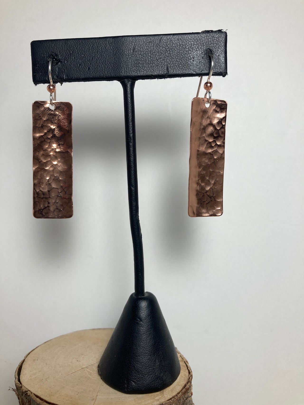 Copper Medium Skinny Bar Earrings