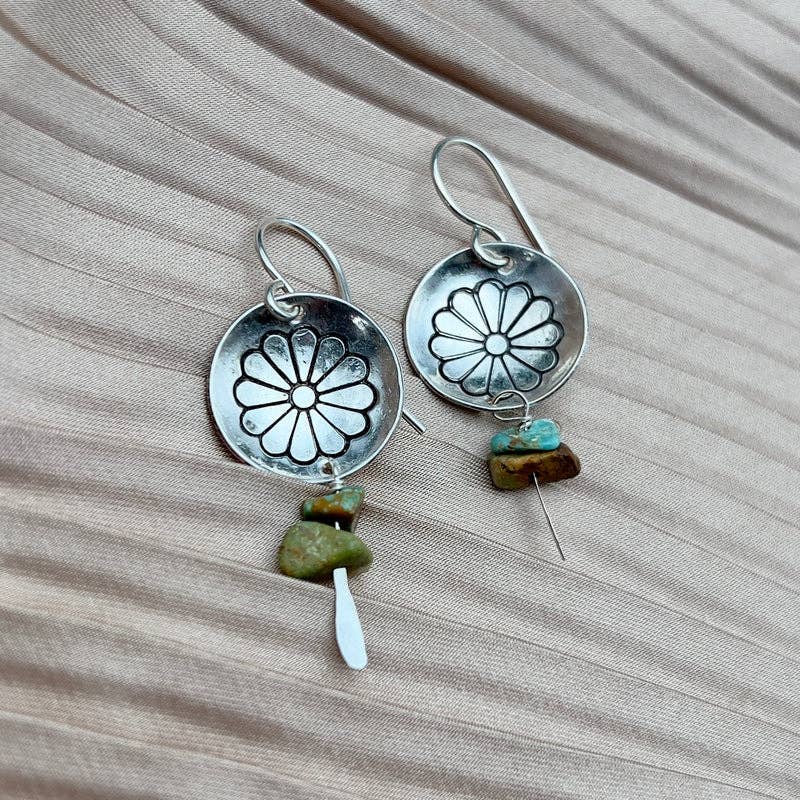 Little Dream Earrings: Silver Finish w/ Turquoise