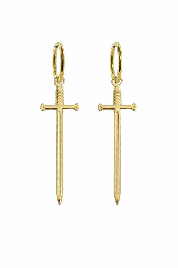 Golden Sword Hoop Earrings