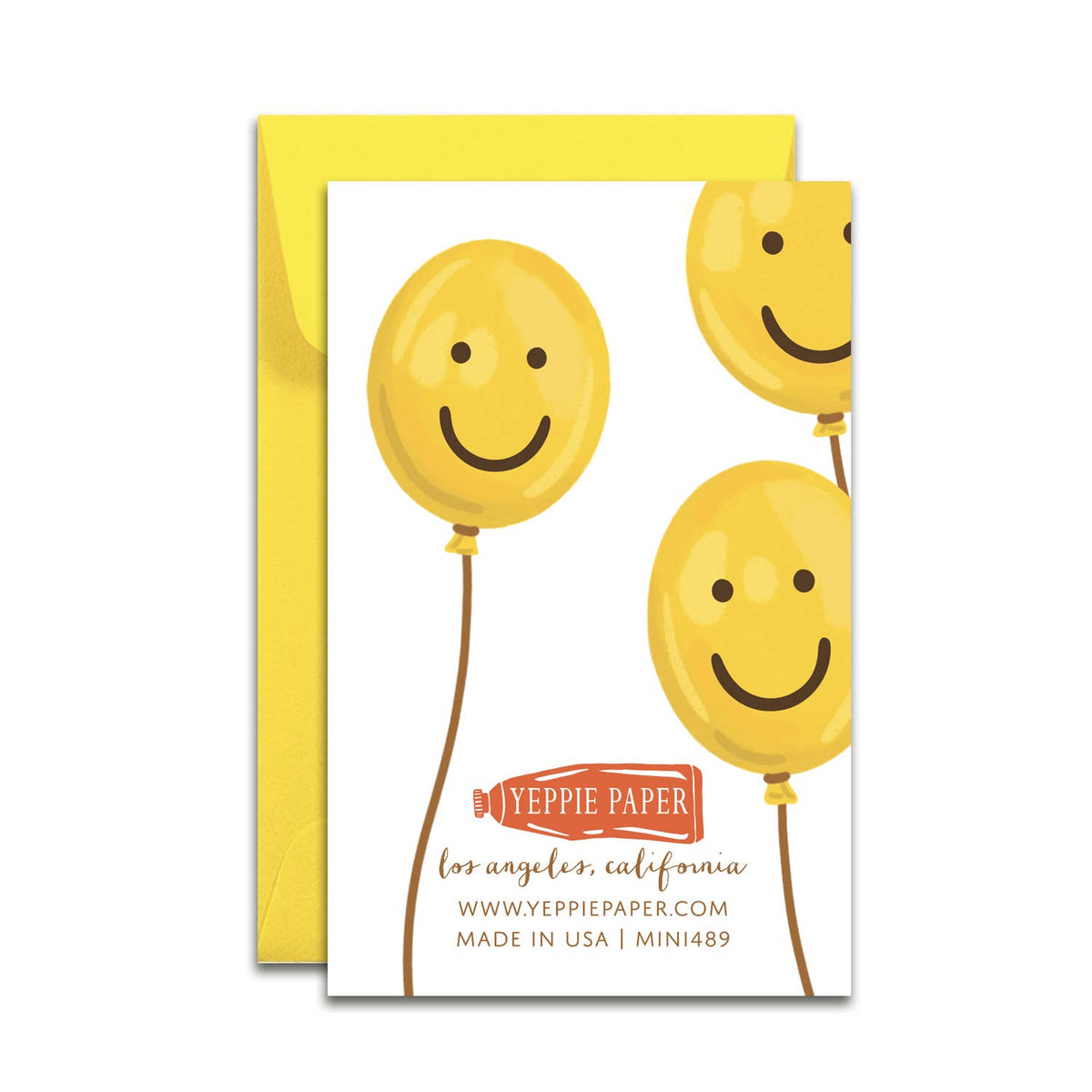 Smiley Happy Face Balloons Blank Mini Enclosure Card