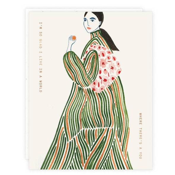 Green Coat Lady Card