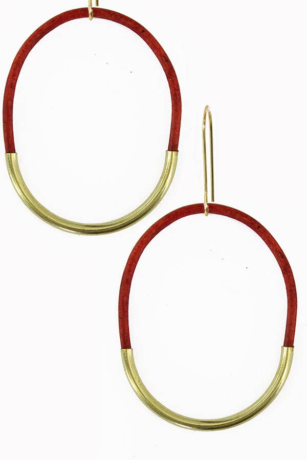 Leather Hoops Natural Red