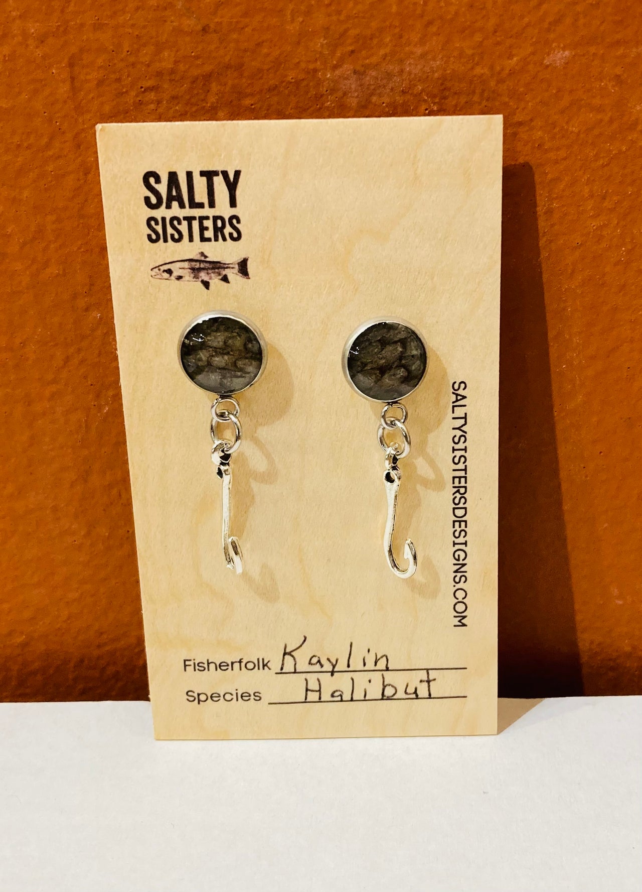Stainless Steel Cured Fish Skin Posts w/Charm