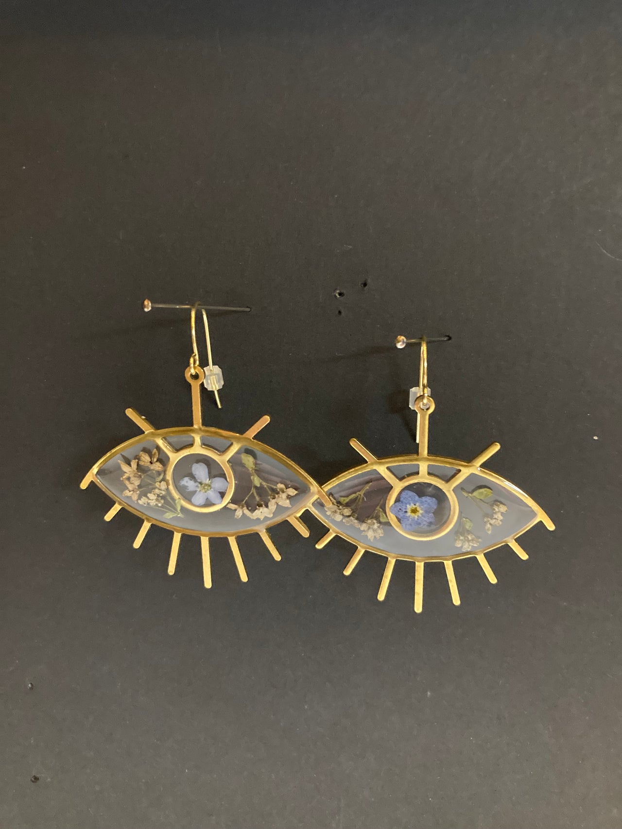 Northern Bedstraw Forget Me Not eye earrings