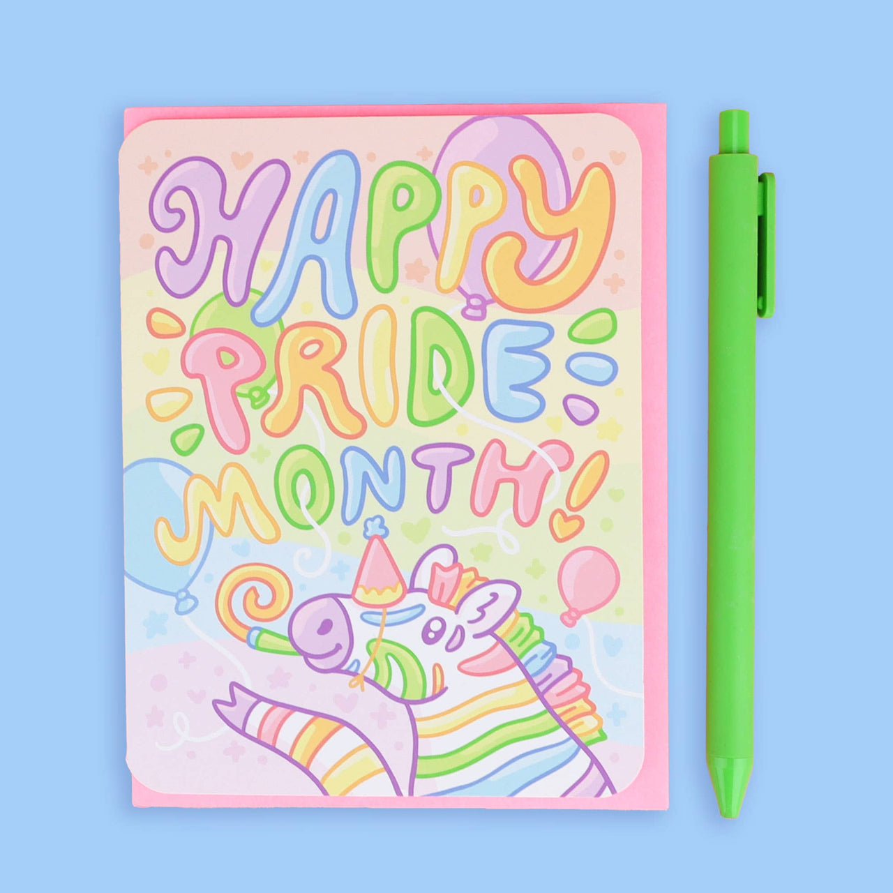 Happy Pride Month, Zebra, LGBTQ, Queer Card with Envelope