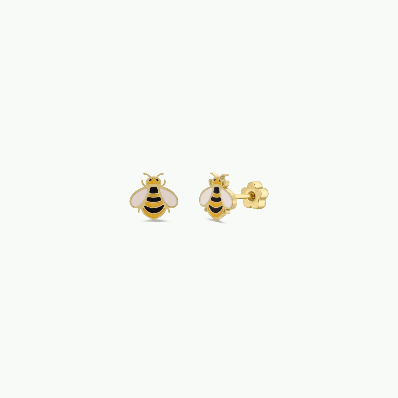 Bumble Bee Enamel Flat Back Kids Earrings