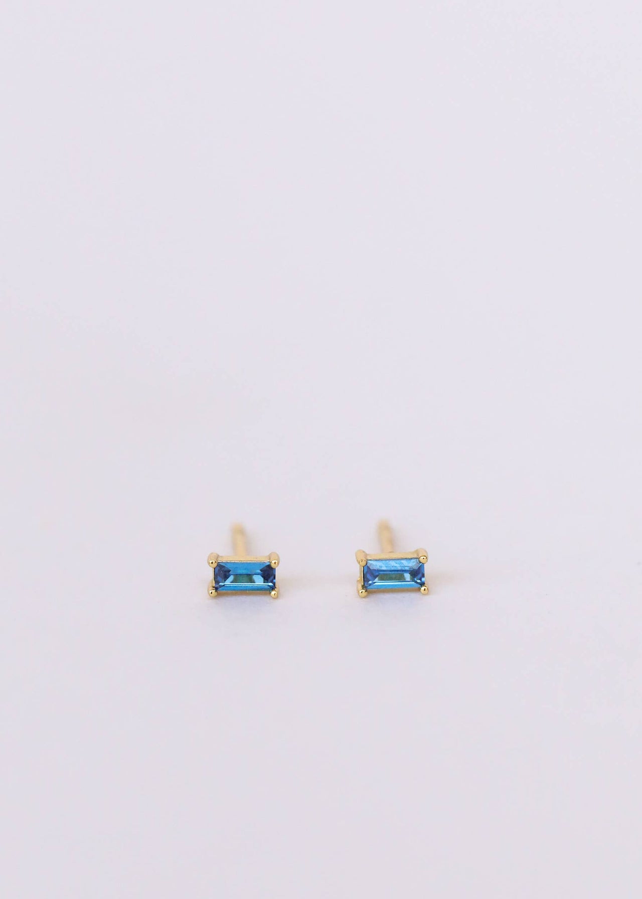 Sapphire Baguette Gold Earrings