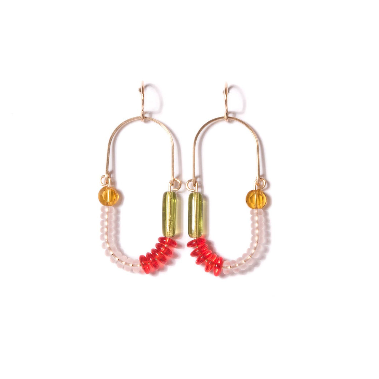 Hyacinth, Rose, Olive, and Topaz Balance Earrings: Gold FIll