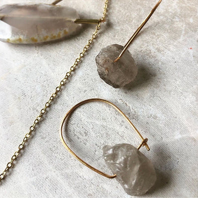 Closed Back Smoky Quartz Earrings