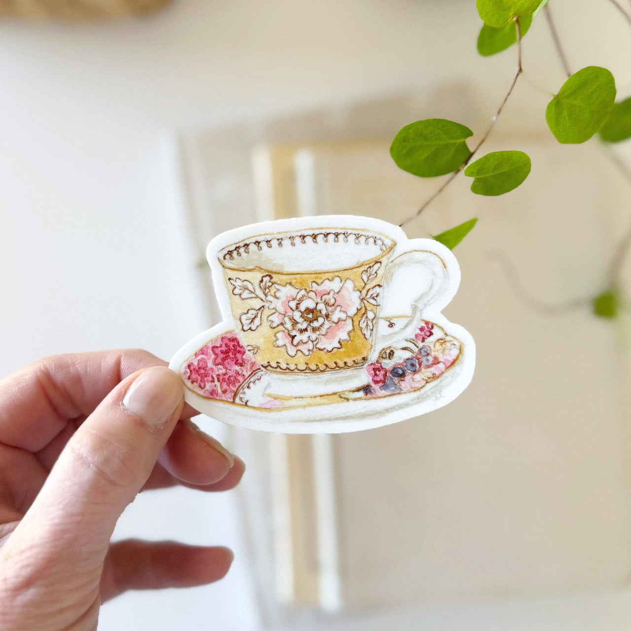 Yellow teacup sticker