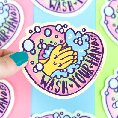 Wash Your Hands Hygiene Water Bottle Vinyl Sticker