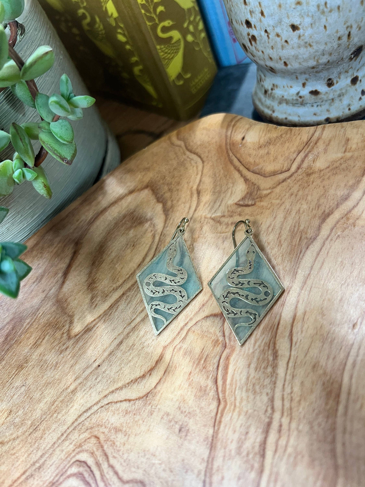Serpent // Stained Glass Resin Earrings