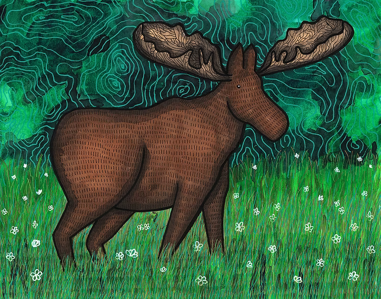 Summer Moose Print