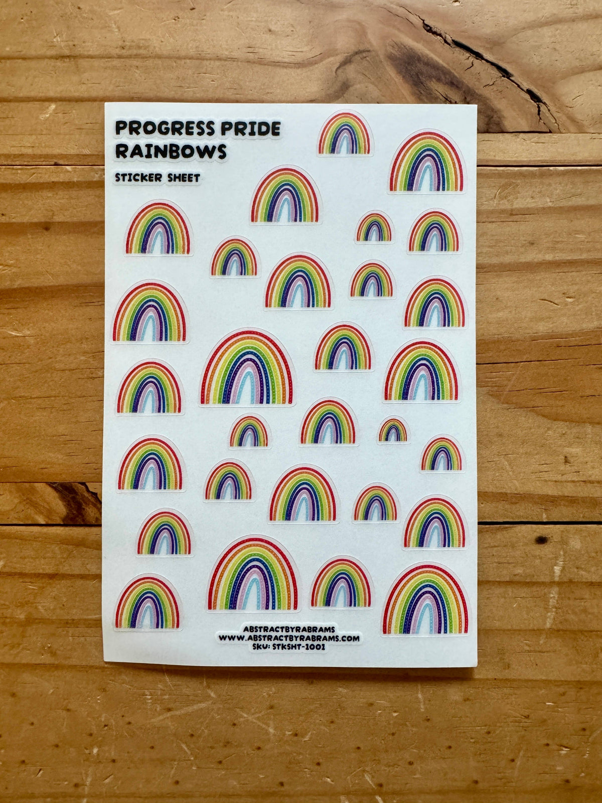 Progress Pride Rainbow Sticker Sheet - Vinyl - 4"x6" : Sleeve with hang tag