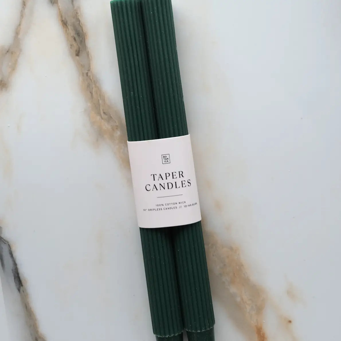 Fluted Taper Candles - Evergreen