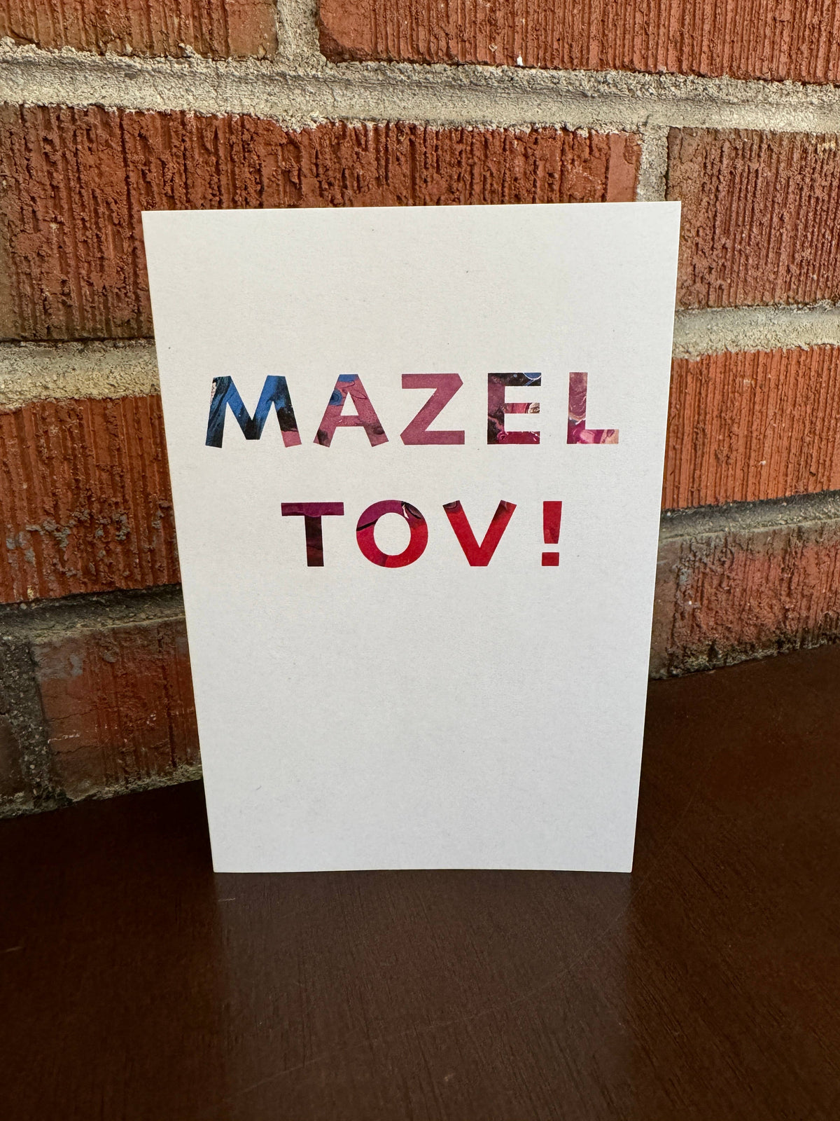 Mazel Tov Card - 4"x6" - 100% PCW - Colorful Letters
