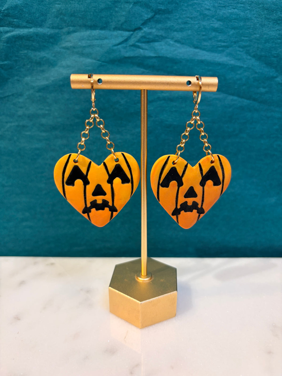 Sad Pumpkin Dangle Earrings