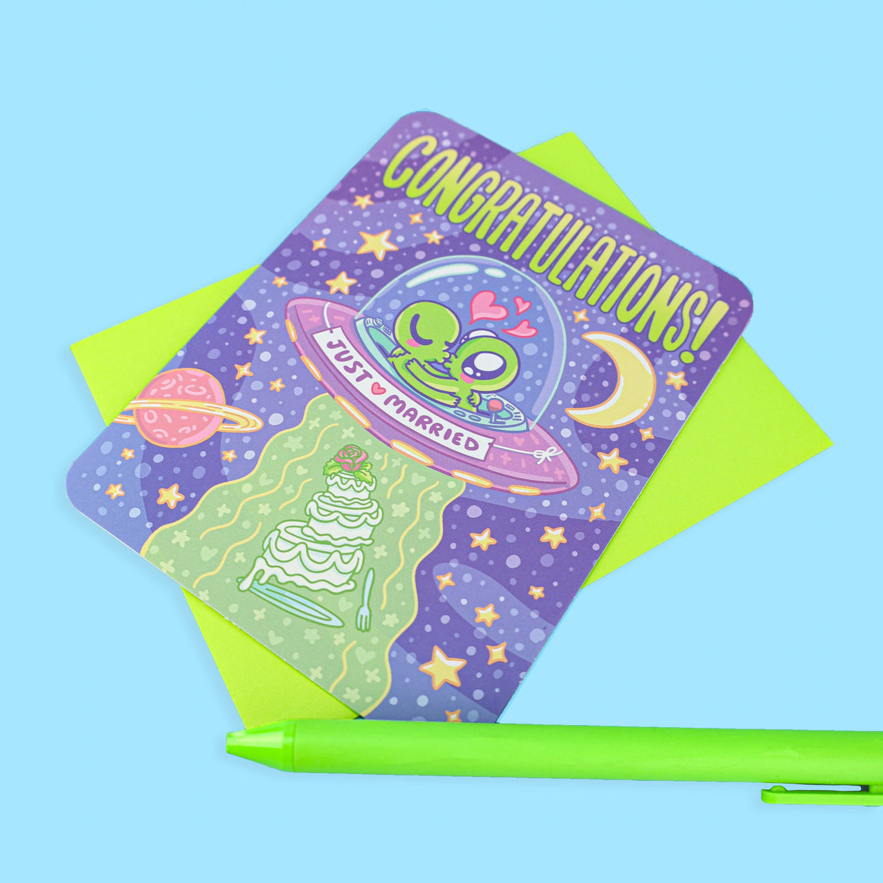 Congrats Married Aliens | Wedding | Card with Envelope