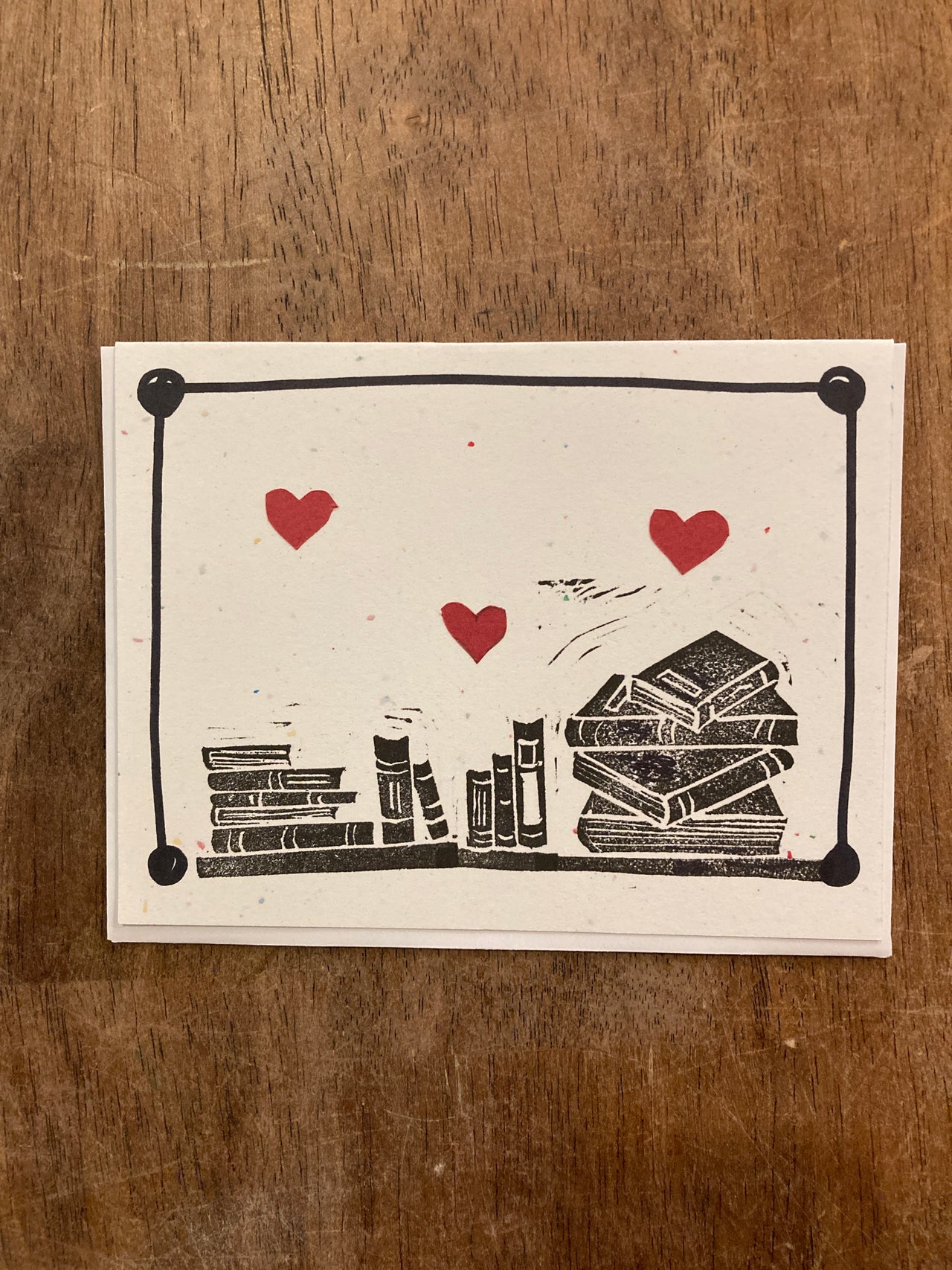 Book Love Lino Cut Card