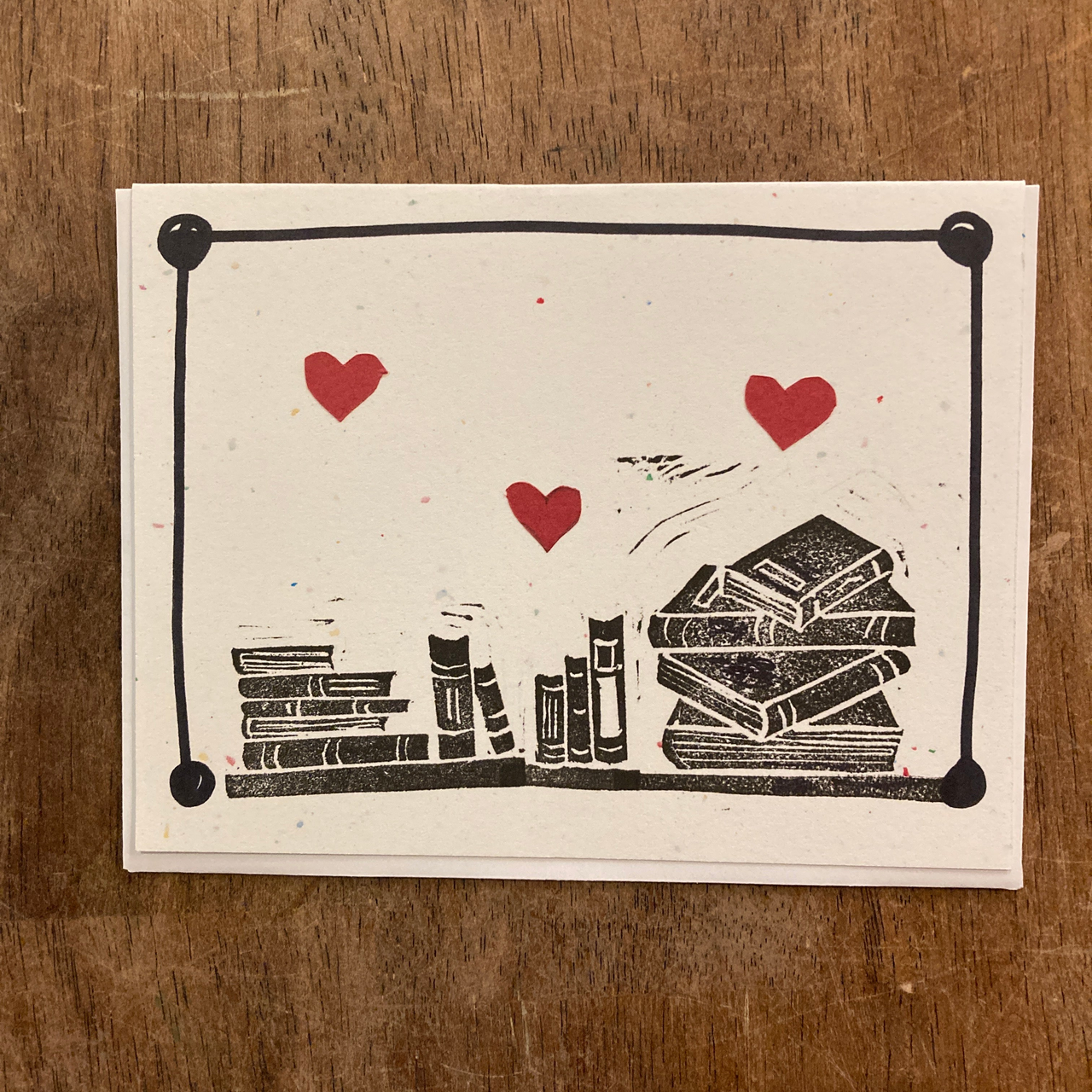 Book Love Lino Cut Card