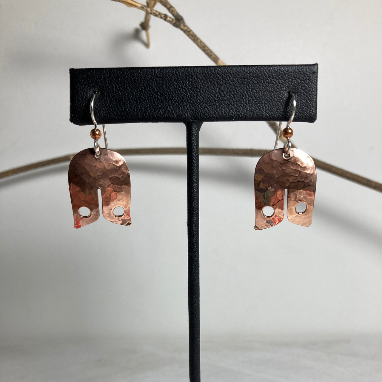 Copper Tail Feather Earrings
